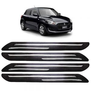 Bumper Protector Scratch Gurad with Double Chrome Strip - Black